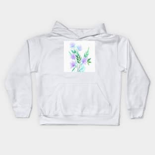 Blue Watercolor Flower Kids Hoodie